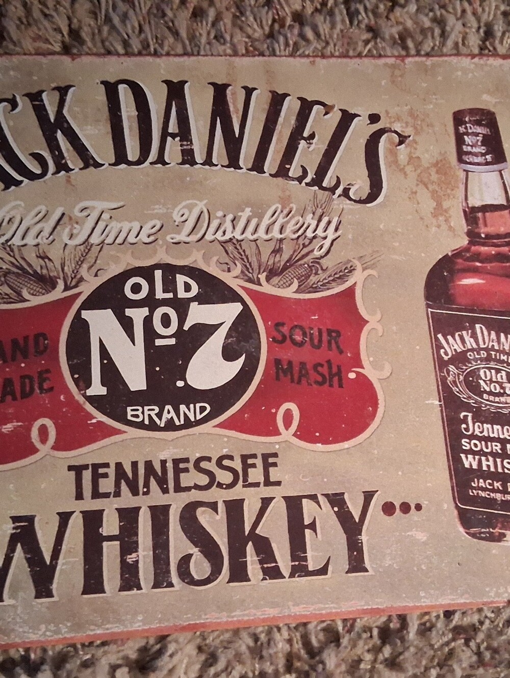 Jack Daniels Vintage Red, Black and Cream Whiskey Wall Art Metal 12x16